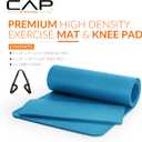 CAP Barbell High Density Exercise Yoga Mat with strap and Knee Pad 71"x24"x1/2" - TEAL