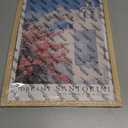 Natural Oak Tropical Island Frame Wall Art, 12x16inch White and Blue Architectural Pink Flower Canvas Wall Printed Matter, Classic City Landmark Wall Decoration Office Bedroom Living Room