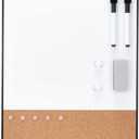 TSJ OFFICE Small Whiteboard Cork-Board - 16" X 12" Portable Aluminum Black Framed Magnetic Dry Erase Board, Small Bulletin Cork Board with Holder for Office, Home and School