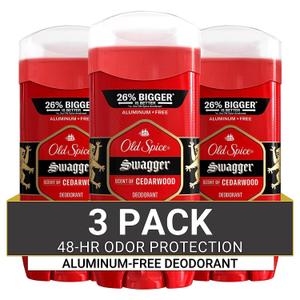 Old Spice Aluminum Free Deodorant for Men, 24/7 Odor Protection, 24/7 Freshness & Lasting Scent, Swagger with Cedarwood Scent, 3.8 oz (Pack of 3)