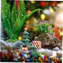 Christmas Aquarium Decoration Set: Christmas Fish Tank Decorations Xmas Tree Figure Present Box Miniature Resin Micro Landscape Ornaments for Fish Tank Supplies Table Decor