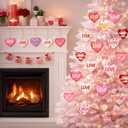 Marsui 36 Pcs Valentine's Day Gifts Wooden Heart Ornaments DIY Hanging Ornaments with Rope and 12 Piece Letter Patches 3.5" Wooden Heart Crafts for Gifts Valentines Day Tree Party Wedding Decoration