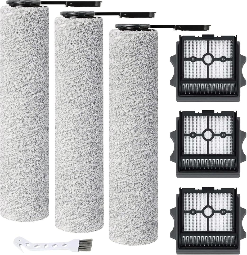 (7pcs) HEPA Filters & Replacement Brush Rollers Compatible For Tineco Stretch S6 /Switch S6 /S7 Stretch /S9 Artist Wet Dry Vacuum Cleaner, Parts Accessories Kit Inclue 3 Vacuum Filter, 3 Brush Rollers