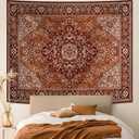 Apdidl Boho Mandala Hippie Wall Tapestry for Bedroom Aesthetic, Indian Bohemian Floral Tapestries Blanket Art Decor, Vintage Orange Fabric Vertical Wall Hanging for Living Room Dorm 51" X 60"