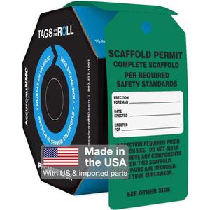 AccuformNMC 250 Scaffolding Tags by-The-Roll, Scaffold Permit - Complete Scaffold, US Made OSHA Compliant Scaffold Tags, Waterproof PF-Cardstock, Resists Tears, 6.25"x3", TAR733