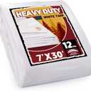12 Mil Heavy Duty White Tarps 7' X 30', Extra Thick, Durable, Waterproof, UV Resistant, Weatherproof Poly Tarp, with Metal Grommets and Reinforced Edge -by Raindeway