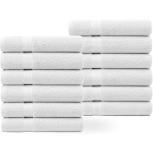 Linteum Textile Supply Premium 13x13 Washcloth (White)  100% Cotton Zero Twist Towels | Absorbent, Quick Dry, Durable for Bathroom, Spa, Gym (12 Pack)
