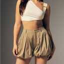 Women's Bubble Shorts Ruffle High Waisted Bloomers Balloon Puffy Hem Mini Shorts with Skirts (L)