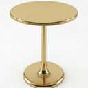 Gold Round End Table Modern Metal Accent Side Table with Embossed Top & Aluminum Pedestal Base for Living Room, Bedroom or Entryway, Electroplated Finish, 15" Round x 21" Height