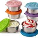 Salad Dressing Container To Go, 6 Pack 1.6 OZ Small Dressing Containers with Lids, Reusable Stainless Steel Condiment Containers, Sauce Cups, Leakproof Silicone Lids for Lunch Bento Box (colorful)