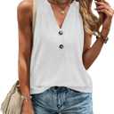 Women Summer Tops Sleeveless V Neck T Shirts Button Down Shirts Dressy Casual Clothes Fashion Trendy Blouses (Small)