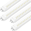 4-Pack T8 LED 4FT Type B Light Bulbs, Ballast Bypass, 4 Foot LED Tube Lights Replacement, 24W 3120LM 6500K for G13, Double Row Lamp Beads, ETL Listed, Dual-Ended, Clear Cover