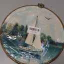 MOTERMATE Vintage Sailboat Nautical Wall Art Decor Round Framed, Coastal Beachy Boat Canvas Wall Art Artwork Prints, Ocean Sail Boat Hanging Decor Decorations for Home Bedroom Bathroom, 10x10 Inch