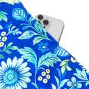 Womens Sundress 2025 Summer Boho Floral Short Sleeve Crewneck Midi Dress Casual A-Line Flowy Knee Lenth Dress with Pocket (M)