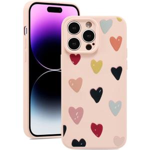 ZTOFERA Soft Case for iPhone 12 Pro Max, 6.7-Inch, Silicone Shockproof Protective Bumper Cute Hearts Pattern Girls Women Back Case Cover Compatible with iPhone 12 Pro Max, Pink