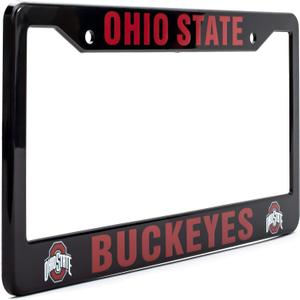 Ohio State Buckeyes License Plate Frame Cover  Black  12.25 x 6.25 - Ideal Gift for Sports Fans & Supporters  Slim Design