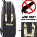 INICAT Anti Theft Crossbody Bag for Women, Small RFID Blocking Sling Purse with Zipper Lock for Travel, Vegan Leather