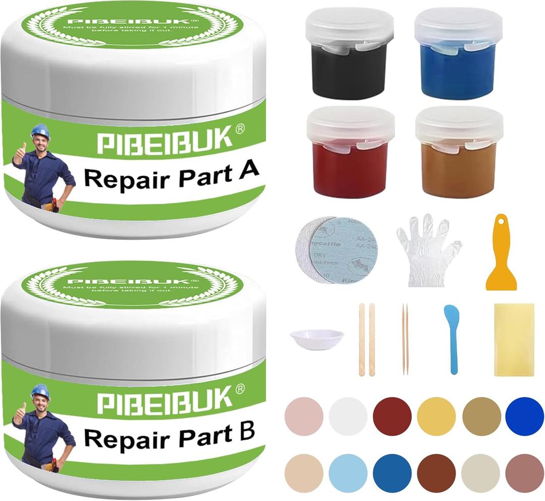 Surface Repair Kit for Tubs, Tiles, Countertops - Fixes Chips, Cracks, Scratches, Holes (Fiberglass, Porcelain, Stone, Acrylic)