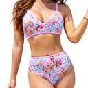 Jolefille Modest Swim Suits for Women High Waisted Bikini Sets Teens Tummy Control Swimsuits Two Piece Bathing Suit 2025,L