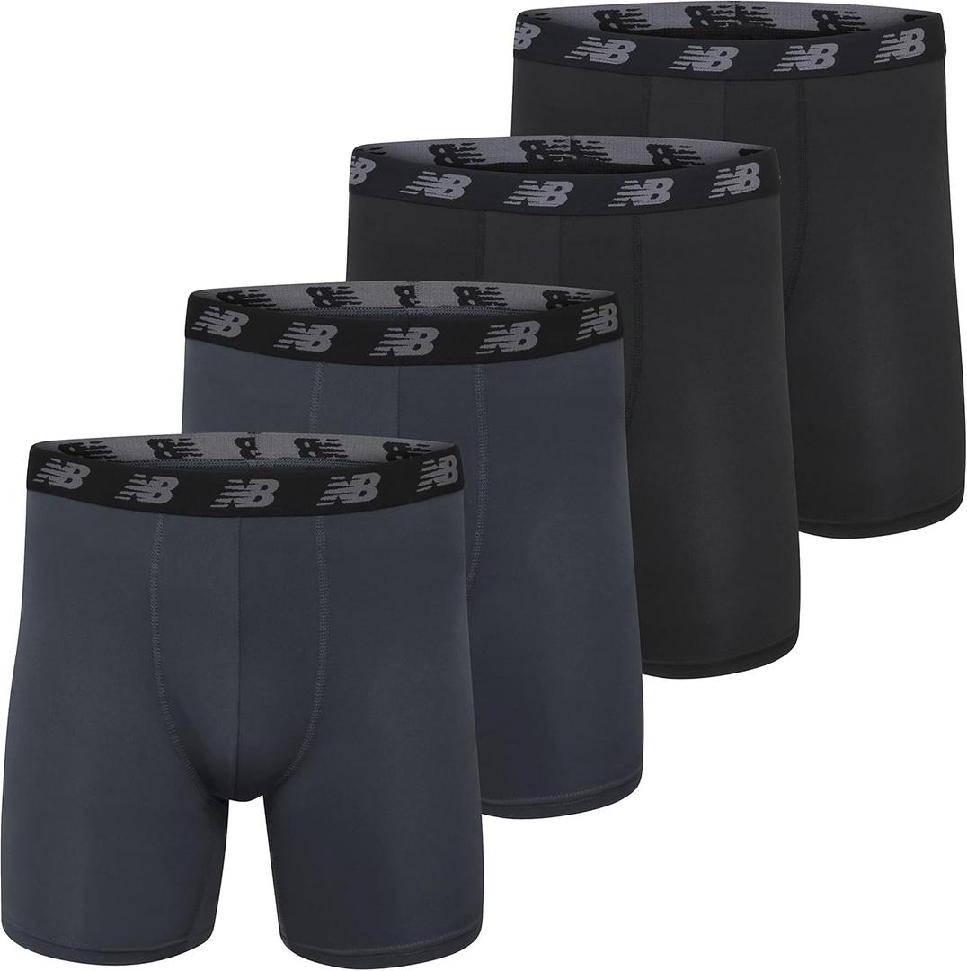 New Balance Men's Mesh 5" No-FLY Boxer Brief (4-Pack) (XX-Large, Thunder/Thunder/Black/Black) New Balance Men's Mesh 5" No-FLY Boxer Brief (4-Pack) (XX-Large, Thunder/Thunder/Black/Black)