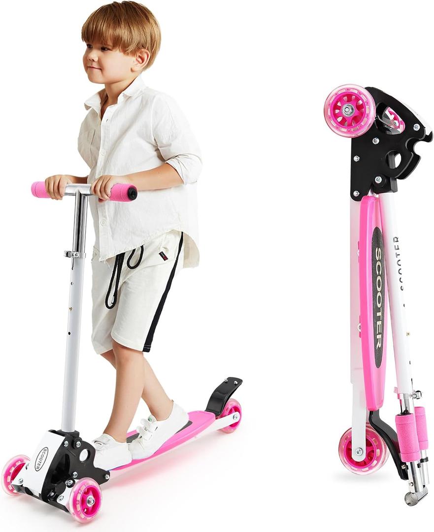 Kids Kick Scooter, 3 Wheel Scooter for Kids Ages 8-12 (Pink)