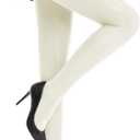 HONENNA Women's Control Top High Elastic Soft Opaque Pantyhose Tights (Ivory)
