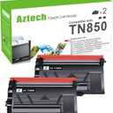 Aztech Compatible Toner Cartridge Replacement for Brother TN 850 TN850 TN-850 TN820 TN-820 HL-L6200DW MFC-L5850DW MFC-L5900DW MFC-L5700DW HL-L5200DW MFC-l5800DW Printer Ink High Yield (Black, 2-Pack)