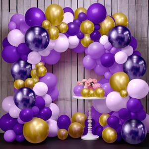KatchOn, Purple and Gold Balloon Arch Kit - Big, Pack of 122 | Purple and Gold Balloon Garland Kit for Birthday, Baby Shower | Purple Graduation Balloons for Purple And Gold Graduation Decorations