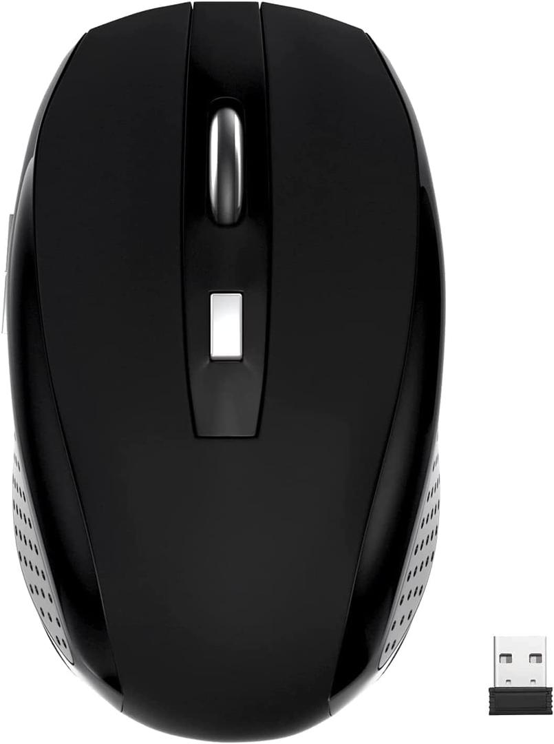 Guiheng Wireless Mouse, 2.4Ghz Wireless Computer Mouse 1200,6 Buttons with Nano Receiver for Laptop,PC,Chromebook,Computer,Notebook,Office (Battery not Included, Black)