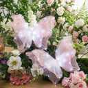 Yinkin 2 Pcs 20 Inch Large LED Butterfly Decorations Mariposas Grandes para Decoracion Giant Light up 3D Butterflies for Wedding Birthday Party Baby Shower Decor(Gradient Pink)
