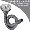 Drain Plug Basket Strainer Stainless Steel Sink Plug Kit, Hair Salon Shampoo Basin Drain Plug kit, Fast Drainage Sink Plug with Hair Catcher Accessories for Shampoo Bed, kitchen, Sturdy and Durable