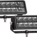 Raycharm Offroad LED Work Light 6" Rectangular, 6000K Cool-White Spot Beam, Rugged Die-Cast Aluminum Housing, Robust Stainless Steel Mount Base, Corrosion/Vibration Resistant, 2-Pack