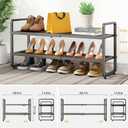 SNTD Shoe Rack - Expandable Shoe Organizer for Closet, Adjustable Metal Shoe Shelf Storage, Stackable Long Shoe Stand Holder for Garage, Entryway, Door Entrance (Grey, 2-Tier)