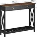 ChooChoo Farmhouse Console Table with Drawer for Entryway, Narrow Long Entry Table with Shelf for Living Room, Rustic Vintage Hallway Sofa Table with Stable X Supports, 40 Black, 39.37"W*11.81"D*31.5"H