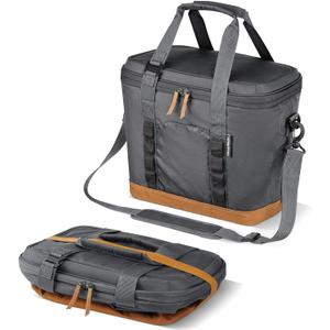 CleverMade Collapsible Insulated Cooler Bag  Leakproof Soft Cooler for Beach, Travel, Car  Bottle Opener (30 Can, Charcoal Gray)