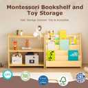 Montessori Kids Shelf and Book Display Rack 2 Piece Wooden Storage Station, 13.78"D x 47.24"W x 23.62"H