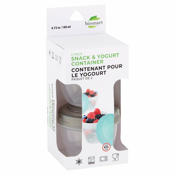 Yogurt & Snack Container Cups Gray/ Green 4.73oz BPA