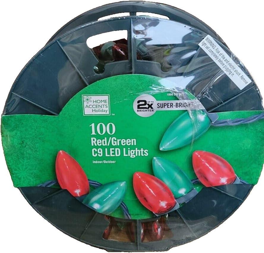 100 Red/Green C9 Super Bright LED Lights 66 Ft Long Lasting
