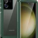 Lanhiem for Samsung Galaxy S23 Ultra Case, IP68 Waterproof Dustproof Case with Built-in Screen Protector, Full Body Protective Phone Cover for Galaxy S23 Ultra 5G 6.8 Inch, Green/Clear