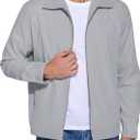 COOFANDY Men's Lightweight Zip Up Jacket Eisenhower Work Office Jackets Casual Golf Outwear (Large)