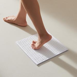 TYUU Small Bathroom Rugs, Non Slip Washable Bath Rugs Super Absorbent Bathroom Rug Thin Quick Dry Low Pile Bath Mats, White 12"x12"
