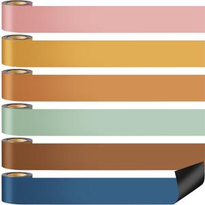 6 Pcs 49 ft Magnetic Borders for Classroom Boho Bulletin Board Borders Magnetic Die Cut Border Trim Boho Rainbow Wall Decals Border for School Classroom Offices Home Boards