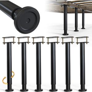 6Pcs Bed Frame Support Leg, Adjustable 14" to 23.6", Increase Under-Bed Storage Space, Extra Sturdy Steel Bed Risers with Wider Rubber Base, More Stable