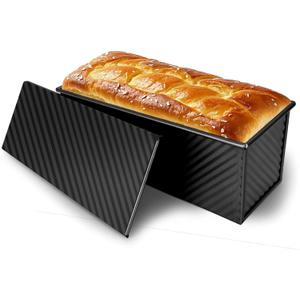 Pullman Loaf Pan with Lid 13x4, 2.2 lb Dough Capacity Bread Loaf Pan, PFTE and PFOA-Free, Healthy Baking for Homemade Sourdough & Sandwich Bread, Nonstick & Easy Clean (Black)