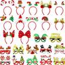 Christmas Party Favors Supplies 24 Pack - Glitter Glasses & Headband Set, Funny Holiday Party Decorations Photo Props, Xmas Costume Eyeglasses Frame & Headwear Accessories Goodie Bag Stocking Stuffers