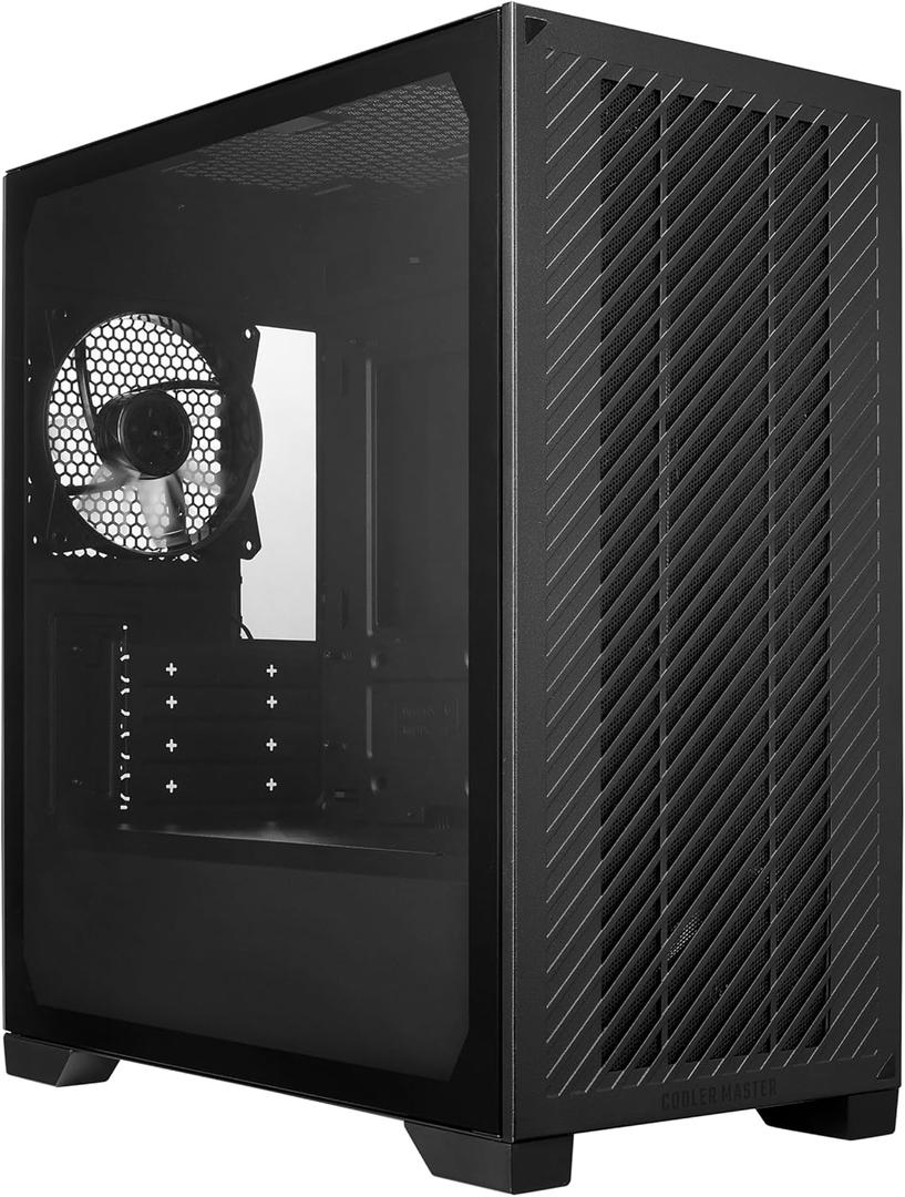 Cooler Master Elite 301 Lite Micro-ATX High Airflow Minimalist PC Case, 365mm GPU Max, Compatible RTX 5080|RX 7090 XT, 280mm AIO Max, Type C, Tempered Glass, 120mm PWM Fan, Intakes Grill