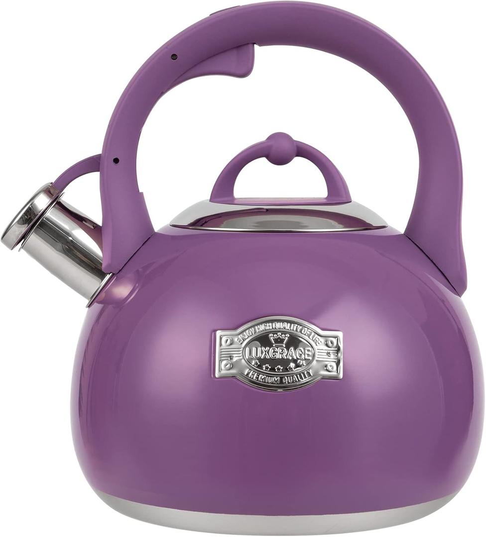 Tea Kettle for Stovetop, Food Grade Stainless Steel Water Kettle, Tea Pot for Home & Kitchen, 3.1 Quart (Purple)