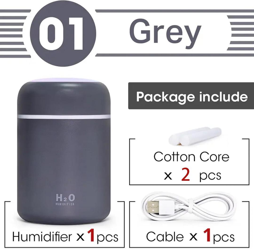 Portable Mini Humidifier, Colorful, Cool Mist, USB Powered