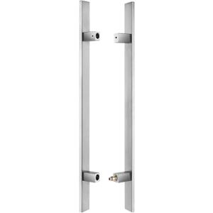Door Pull Handles 24inch Square Solid Standoffs Heavy-Duty Commercial Grade-304 Stainless Steel Modern Commercial Interior Exterior Door Pull Push Two Side Glass Barn Door Handle Brushed Finish