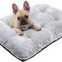 CLKHOWL Washable Dog Bed Plush Dog Crate Beds for Large, Medium, Small Size Dogs, Anti-Slip Soft Comfy Pet Kennel Pad, Fits Crate Mat and Cat Bed Mat (Grey, 25.59x19.68 inch)